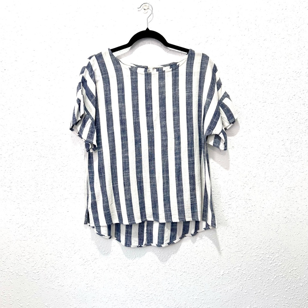 Navy and White Striped Women's Blouse